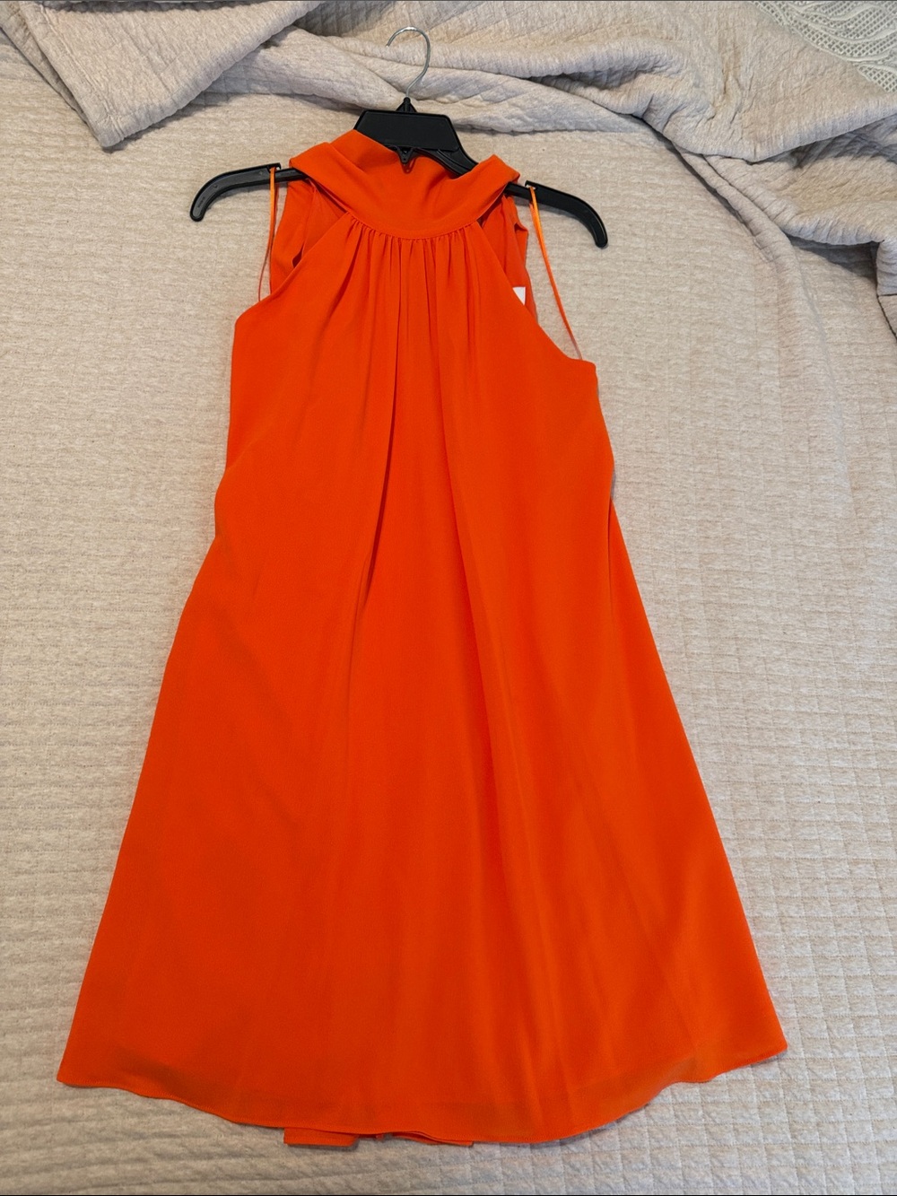 Badgley Mischka Vibrant Orange High-Neck Mini Dress